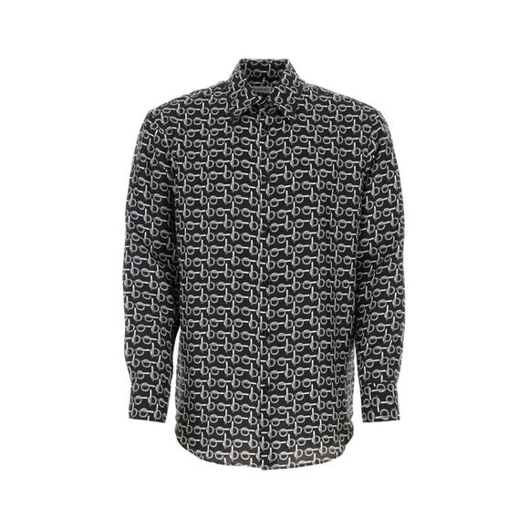 Burberry Men Printed Silk Oversize Shirt